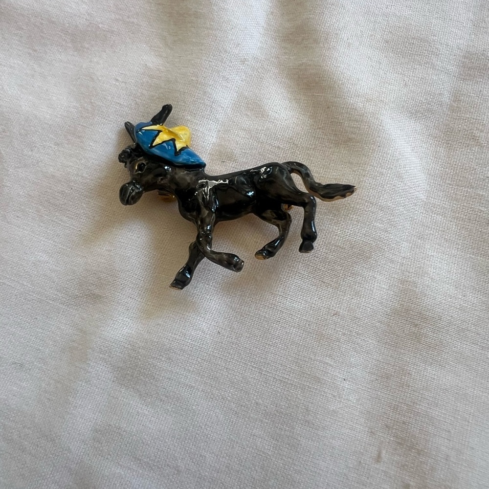 Vintage Original by Robert Designer Black and Blue Donkey Brooch
